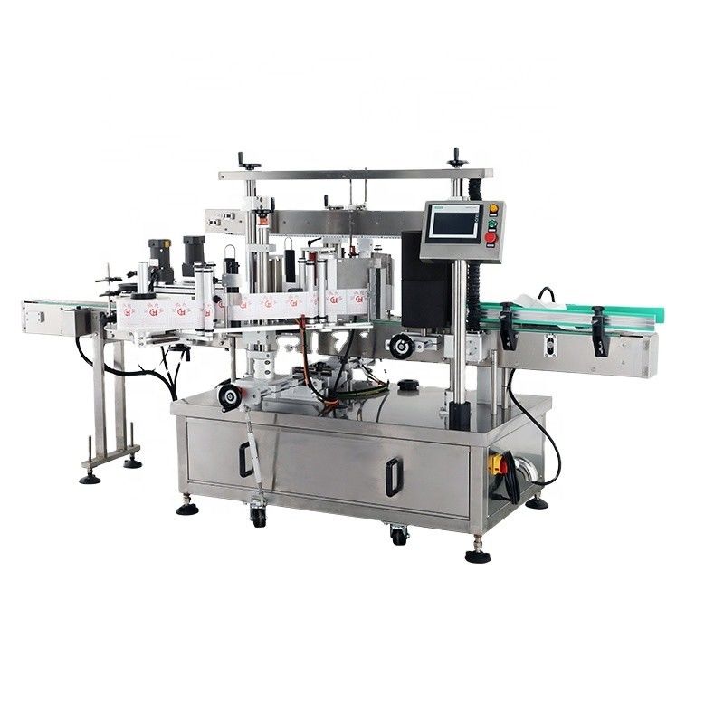 Vloeibare flessen vulmachine voor het dekken en etiketteren van voedingsmiddelenwinkels Label plakmachine Double Side Label Machine
