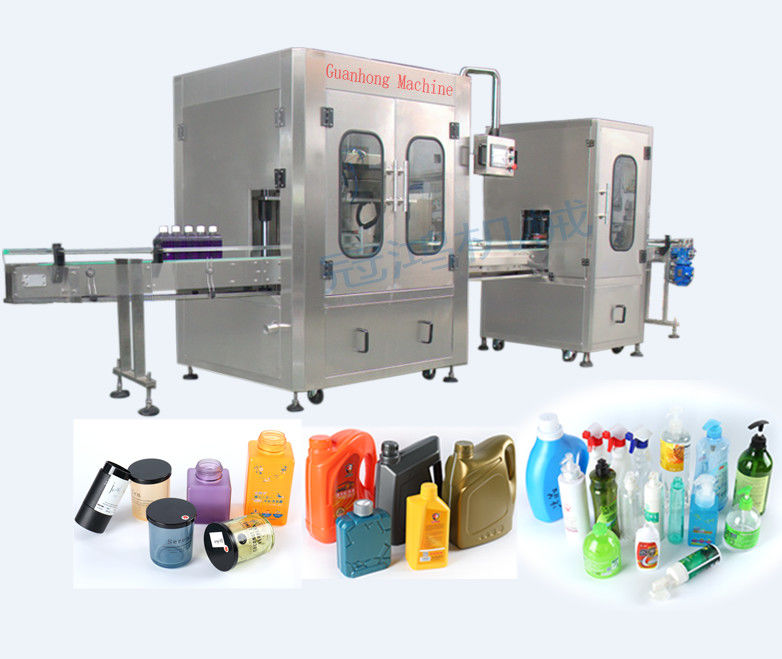 Elektrische machine voor het vullen van flessen met parfums, doppen en etiketteren voor automatische productie